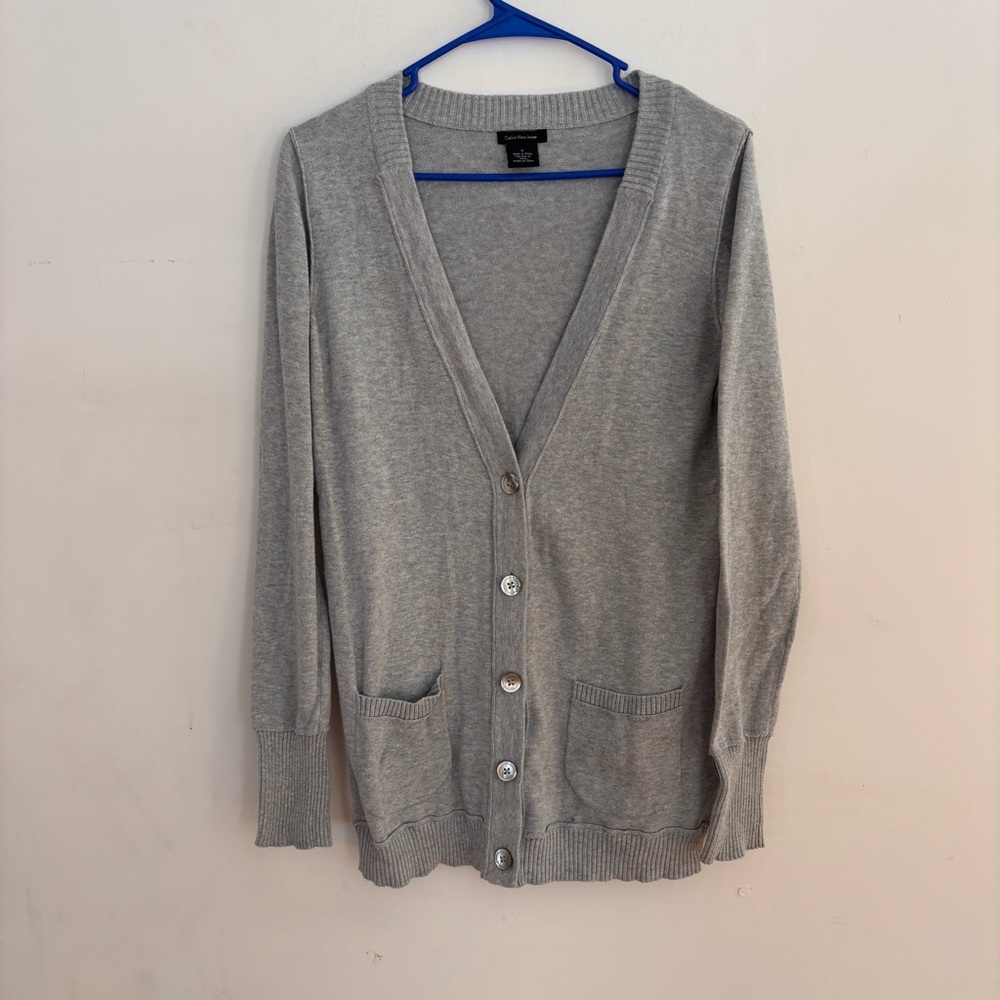 Calvin Klein Jeans Gray Cotton Button Cardigan Size M